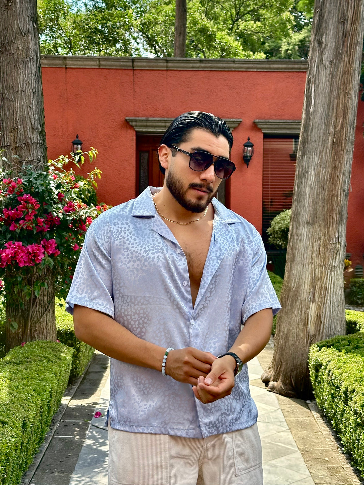 Camisa Leopardo Azul