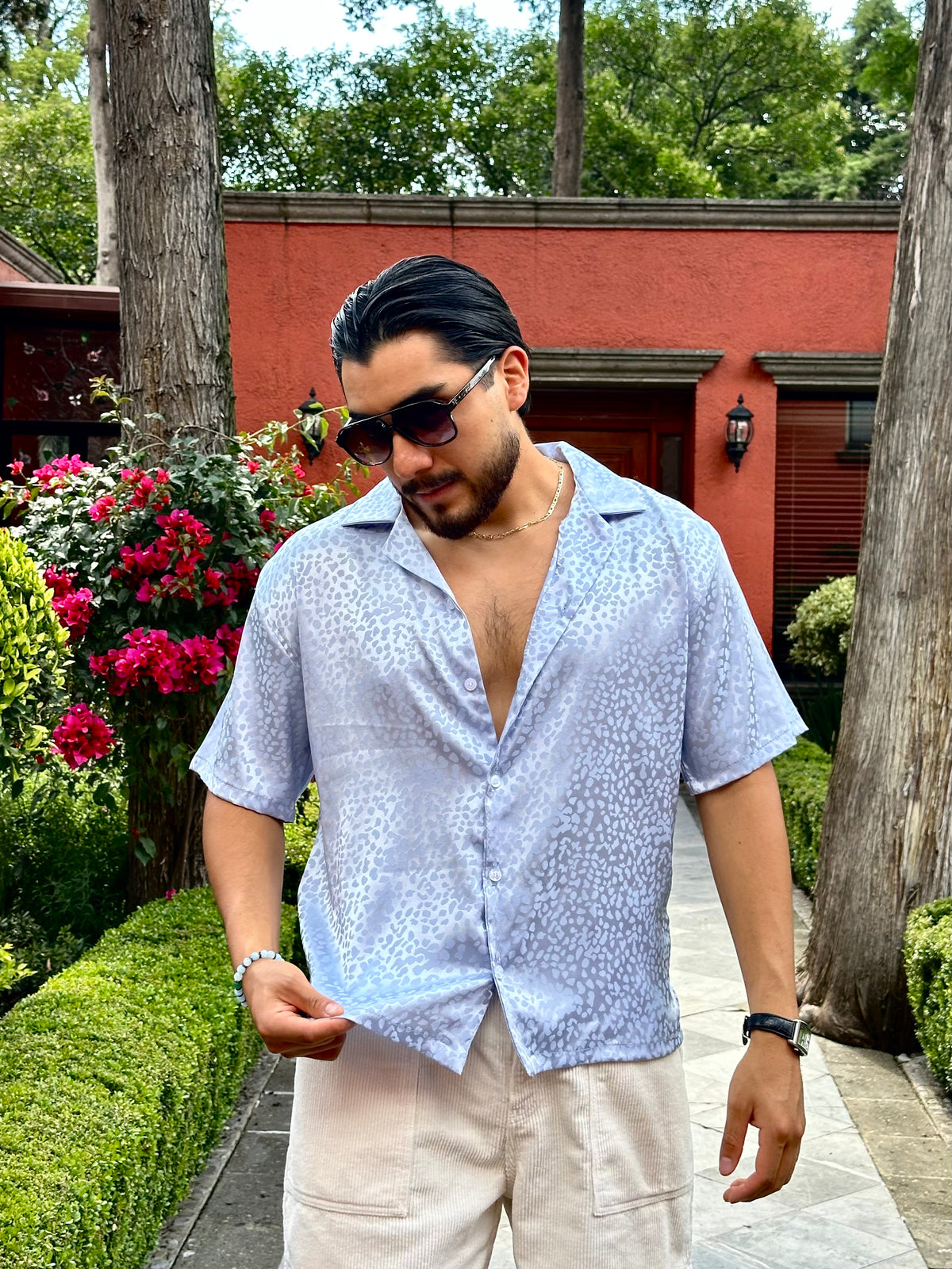 Camisa Leopardo Azul